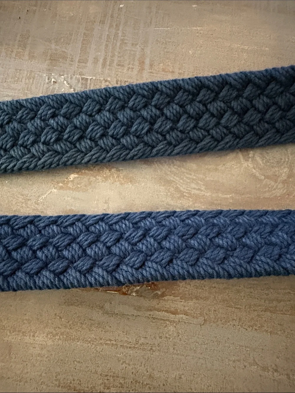 Zep-Pro Navy Woven Belt with Tan Leather Trim and Brass Buckle